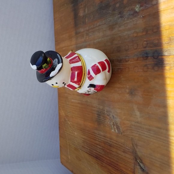 SNOWMAN HINGED TRINKET BOX Christmas Winter Let It Snow - Picture 2 of 8
